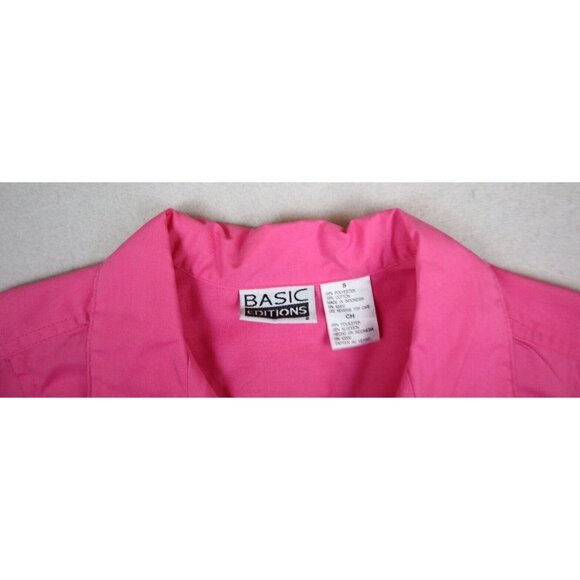 WOMEN'S PINK SHORT SLEEVE BUTTON-UP TOP - POCKETES - BASIC EDITIONS - SIZE S - Picture 4 of 7